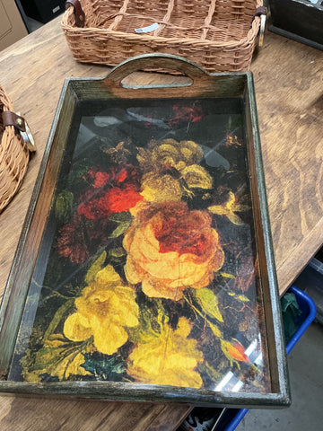 Rose Floral Vintage Tray 11" x 17"