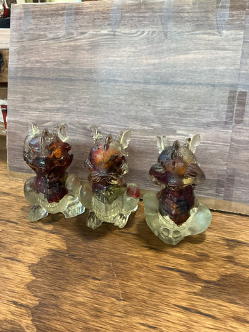 Hear, Speak, See No Evil Resin Dragons
