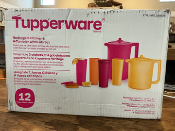 Tupperware Heritage 2-Pitcher and 4-Tumbler with Lids Set
