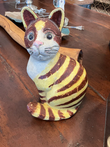 Vintage Wooden Carved Cat