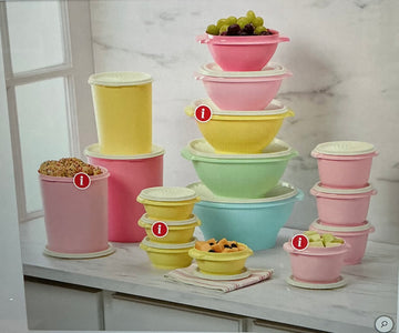 Tupperware Heritage Collection 32-piece Food Storage Container Set - MISSING 8 Lids to Small Containers