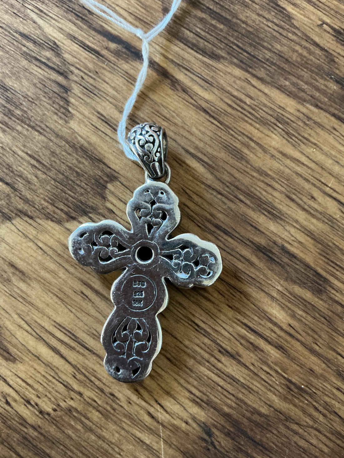 Samual Benham Sterling & 18K Gold Cross Pendant