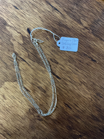 Figaro Sterling Silver Chain 20"
