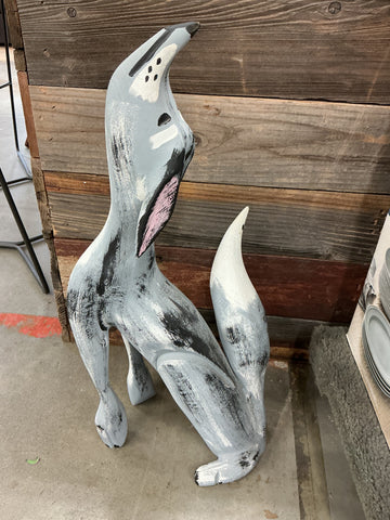 Coyote Carved out of Cottonwood by Pete Ortega 93' - 27.75" Tall