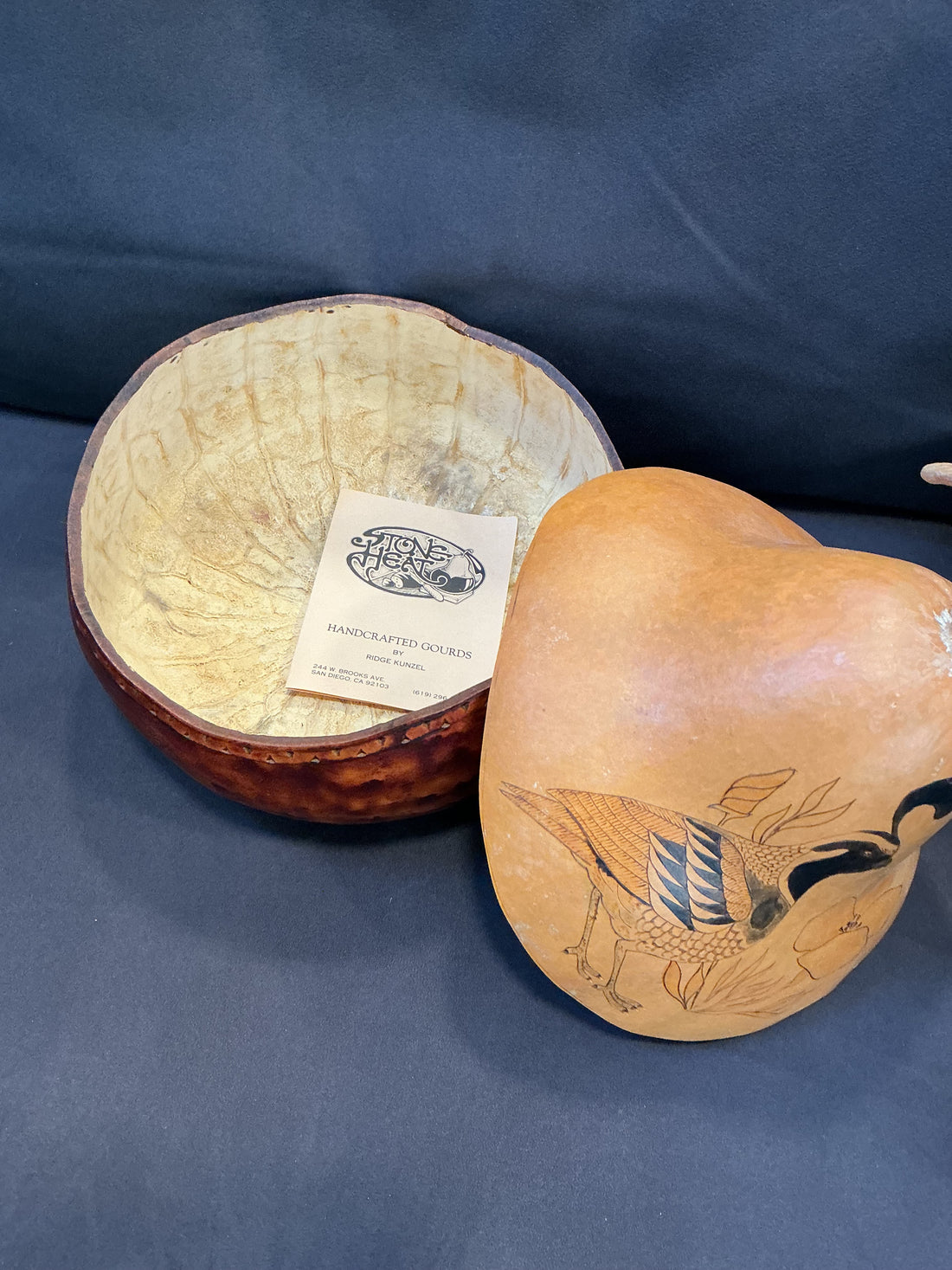 Stone Heat" gourd container by Ridge Kunzel