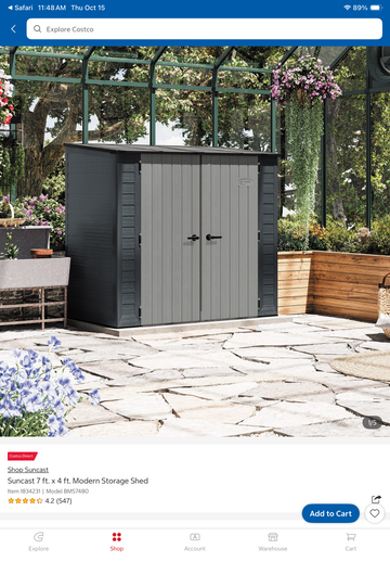 Suncast  Modern Storage Shed 7' x 4'