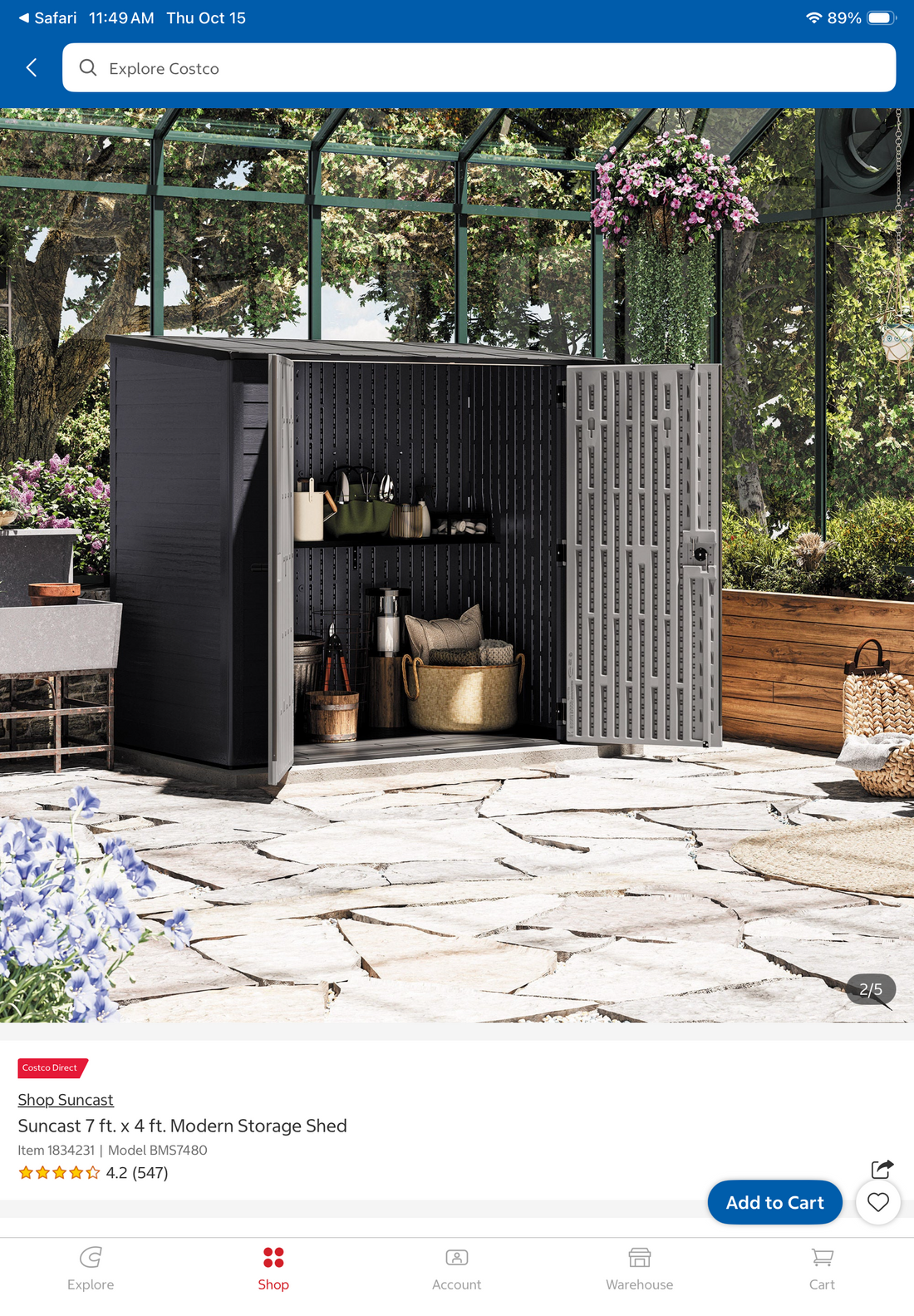 Suncast  Modern Storage Shed 7' x 4'