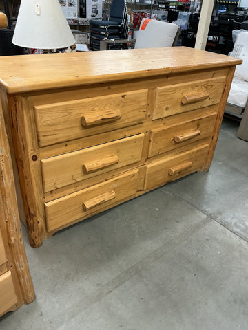 Pine 6 Drawer Dresser 60'W x 20.5"D x 34.5"H