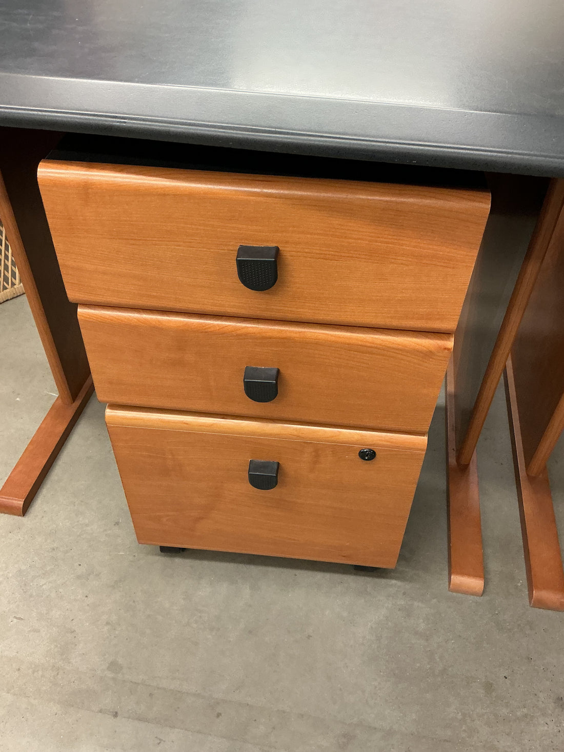 Desk - 2 Piece - 35.5" (71" Total) Desk with Locking Rolling File Cabinet
