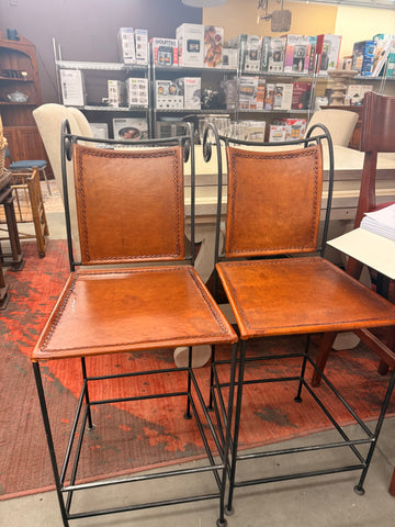 Iron/ Leather Vintage Barstools