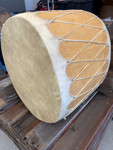 Native American Drum- Medium size  23”Wx 21”D x 18”H Art / Sculpture
