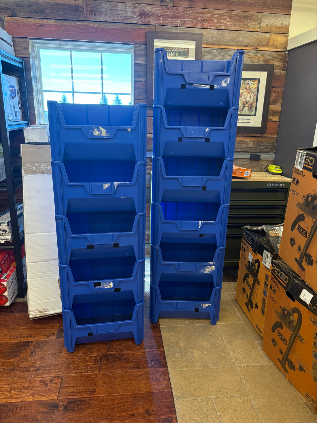Blue Stackable Open Front Bin 12.5 H x 19.75 W x 15 D