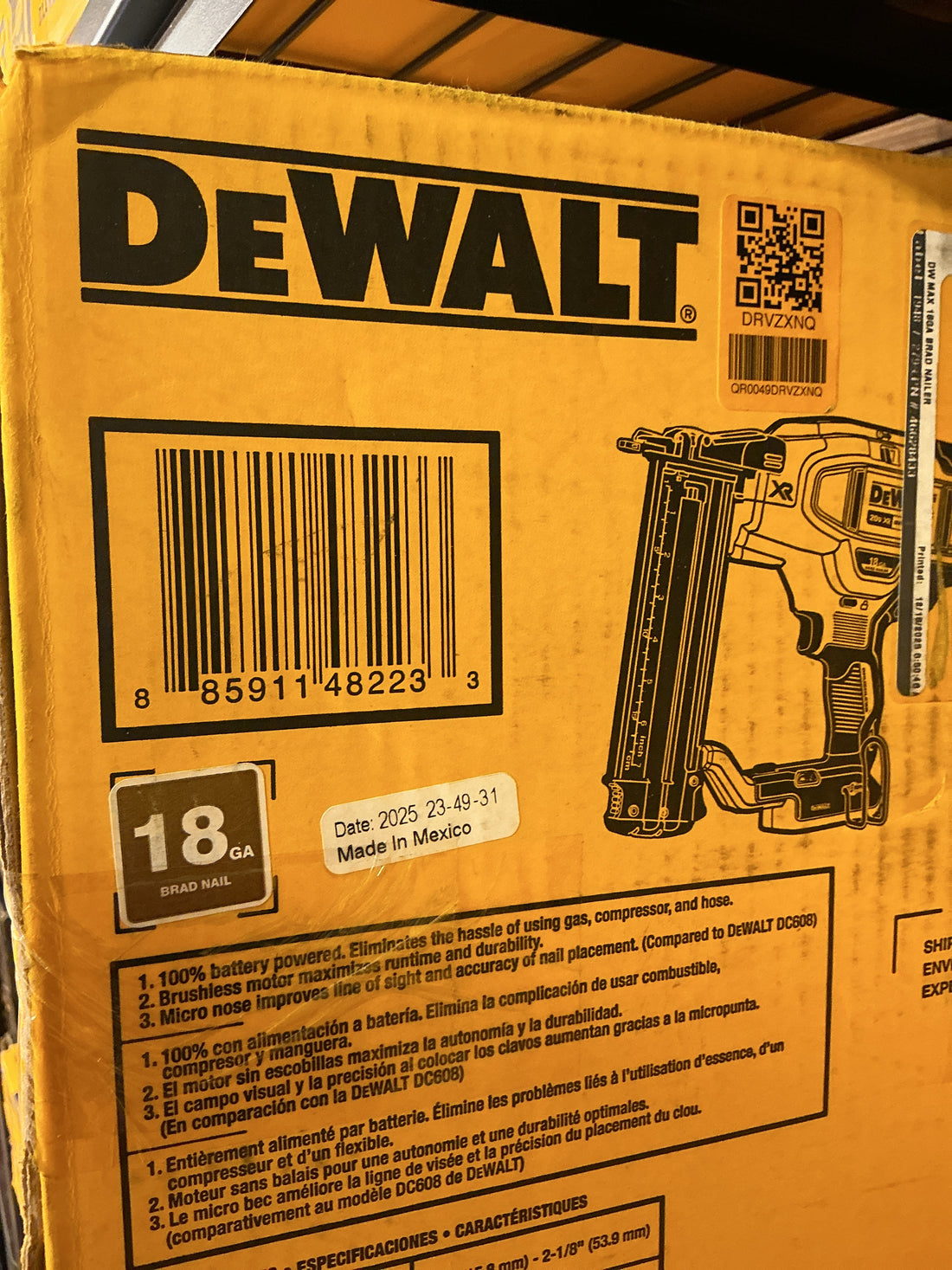 Dewalt 18 ga brad nailer dcn680b