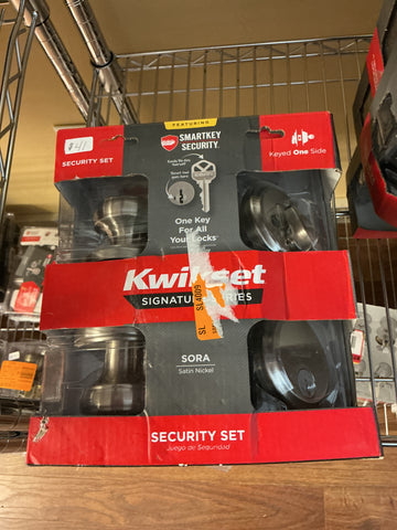 Kwikset Sora satin nickel security set