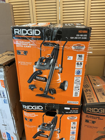 Ridgid HD1800 16 gal vac - Missing 1 ext wand, 1 attachment head