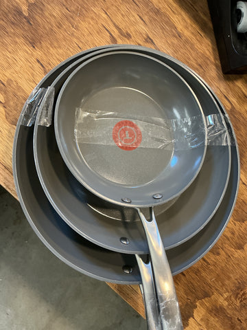 T-fal Ceramic Non-Stick Frypan Set, 3-piece USED