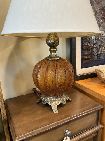 Vintage Lamp Orange cracked glass
