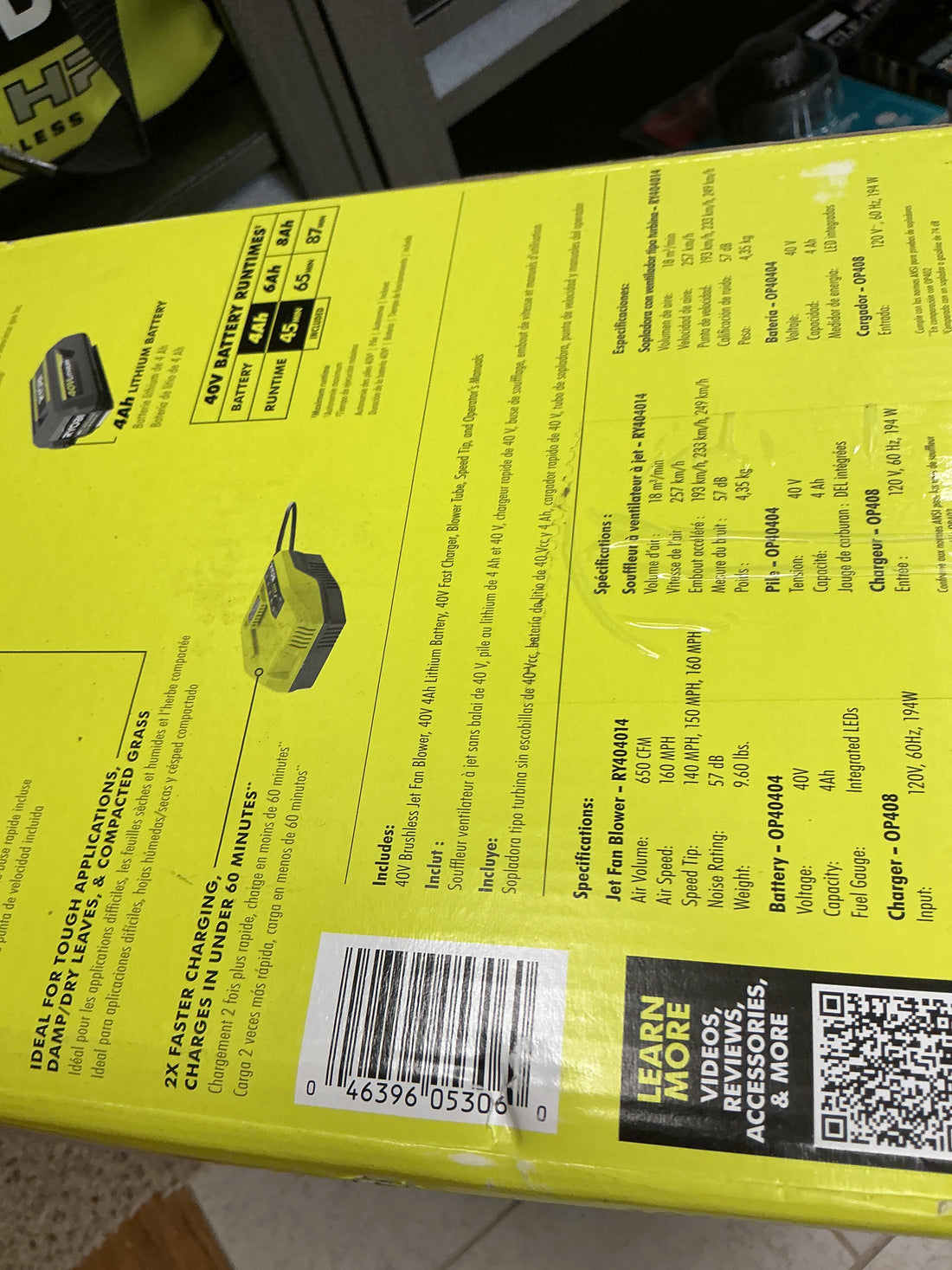 Ryobi 650 CFM 40v brushless blower kit