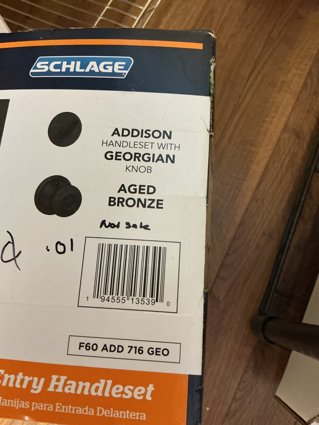 Schlage Addison aged bronze front entry handset