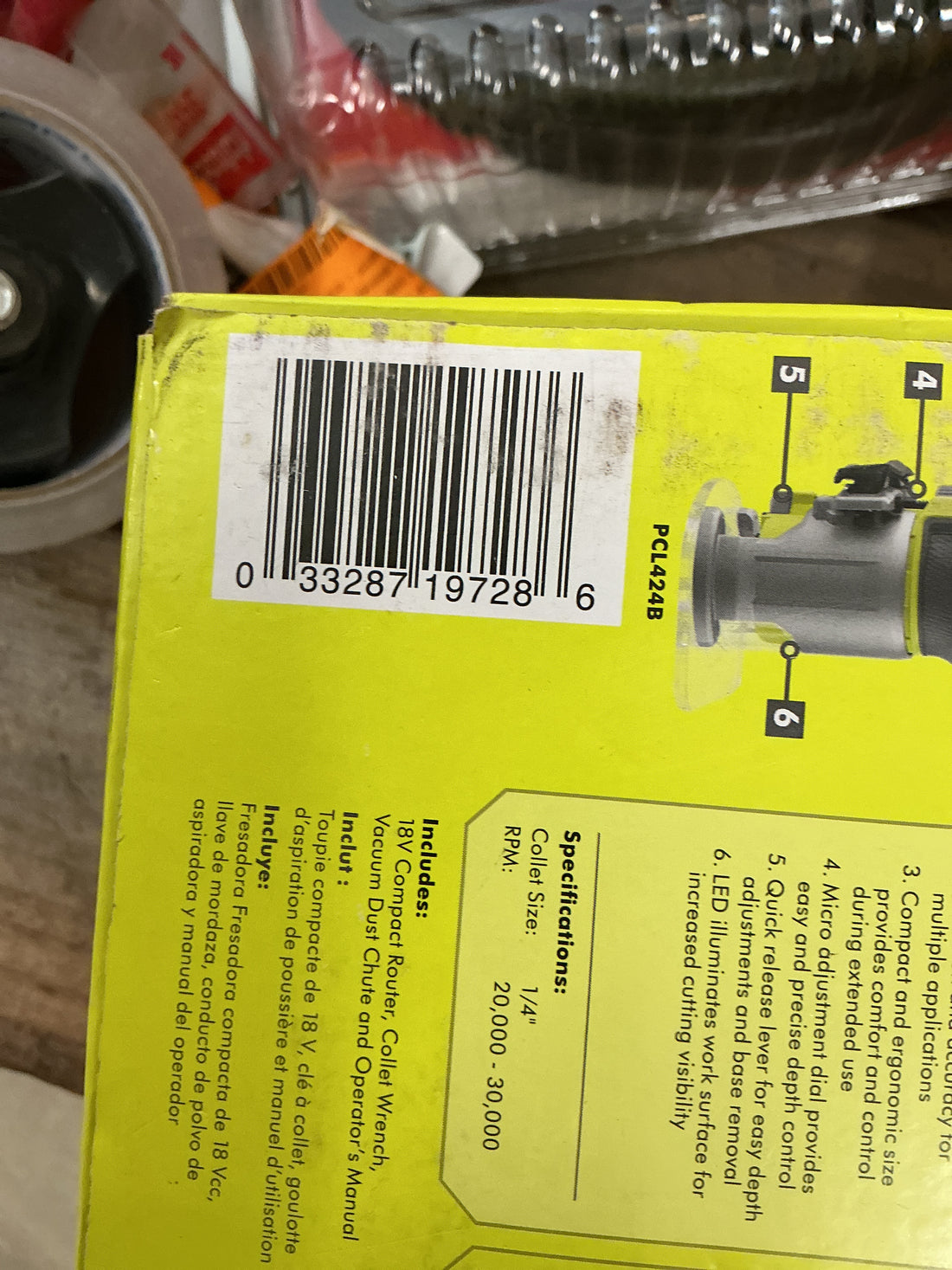 Ryobi Compact Router 18v PCL424B