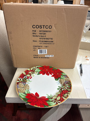 222 Fifth December blooms 12 pc dinnerware set