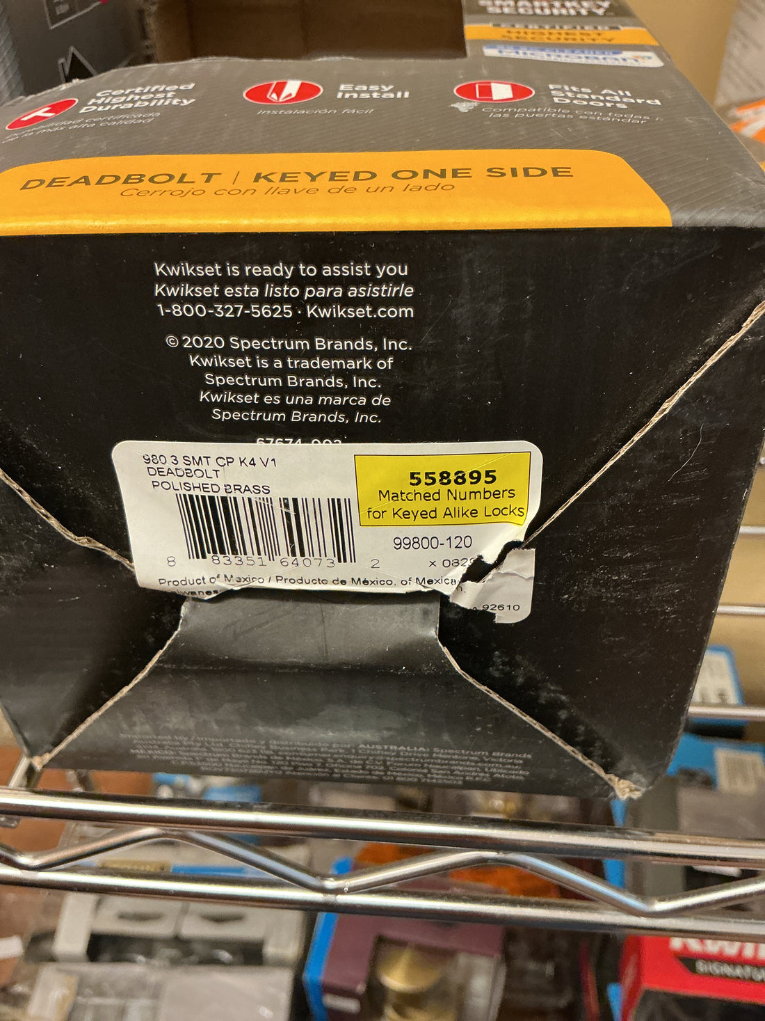 Kwikset Deadbolt keyed one side  Gold