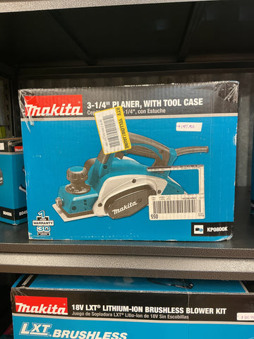 Makita 3 1/4” planer w/tool case KP0800K