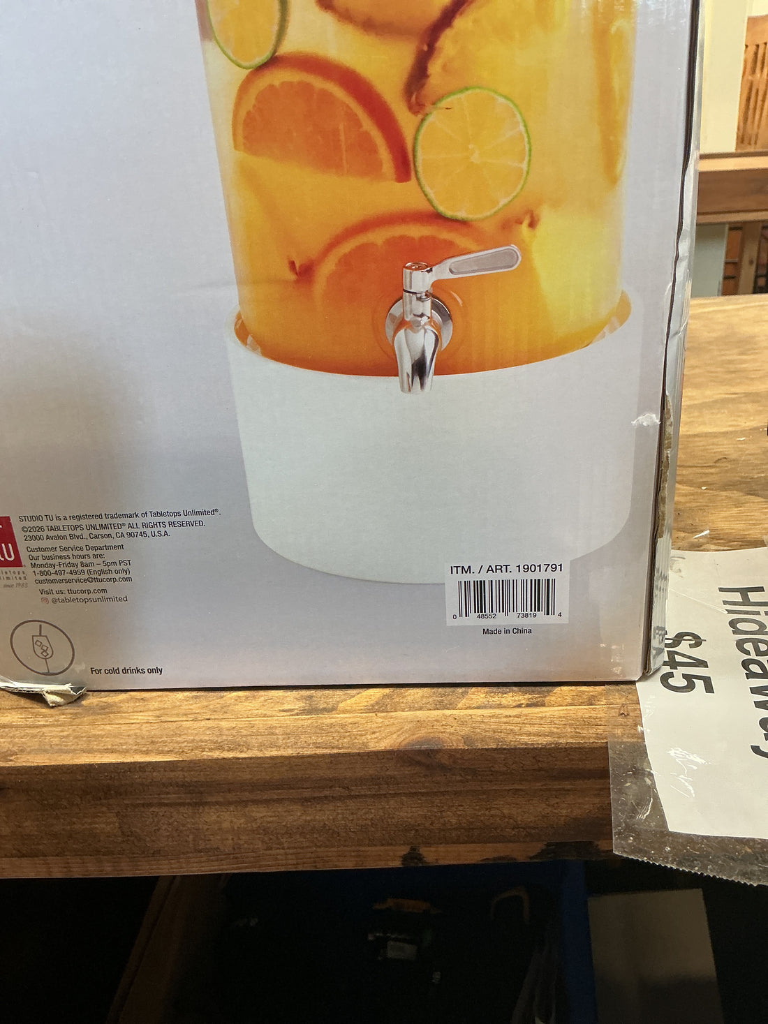 Tu Studio Glass Drink Dispenser with Ceramic Base - Has Chip on Base