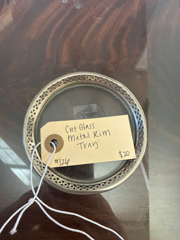 Cut glass metal rim tray