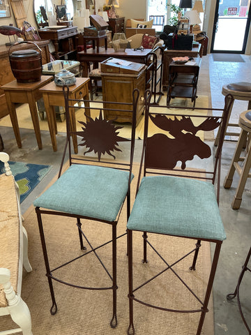 Metal Barstools 2 - Moose, 2 - Sun, Padded Seat Priced per each
