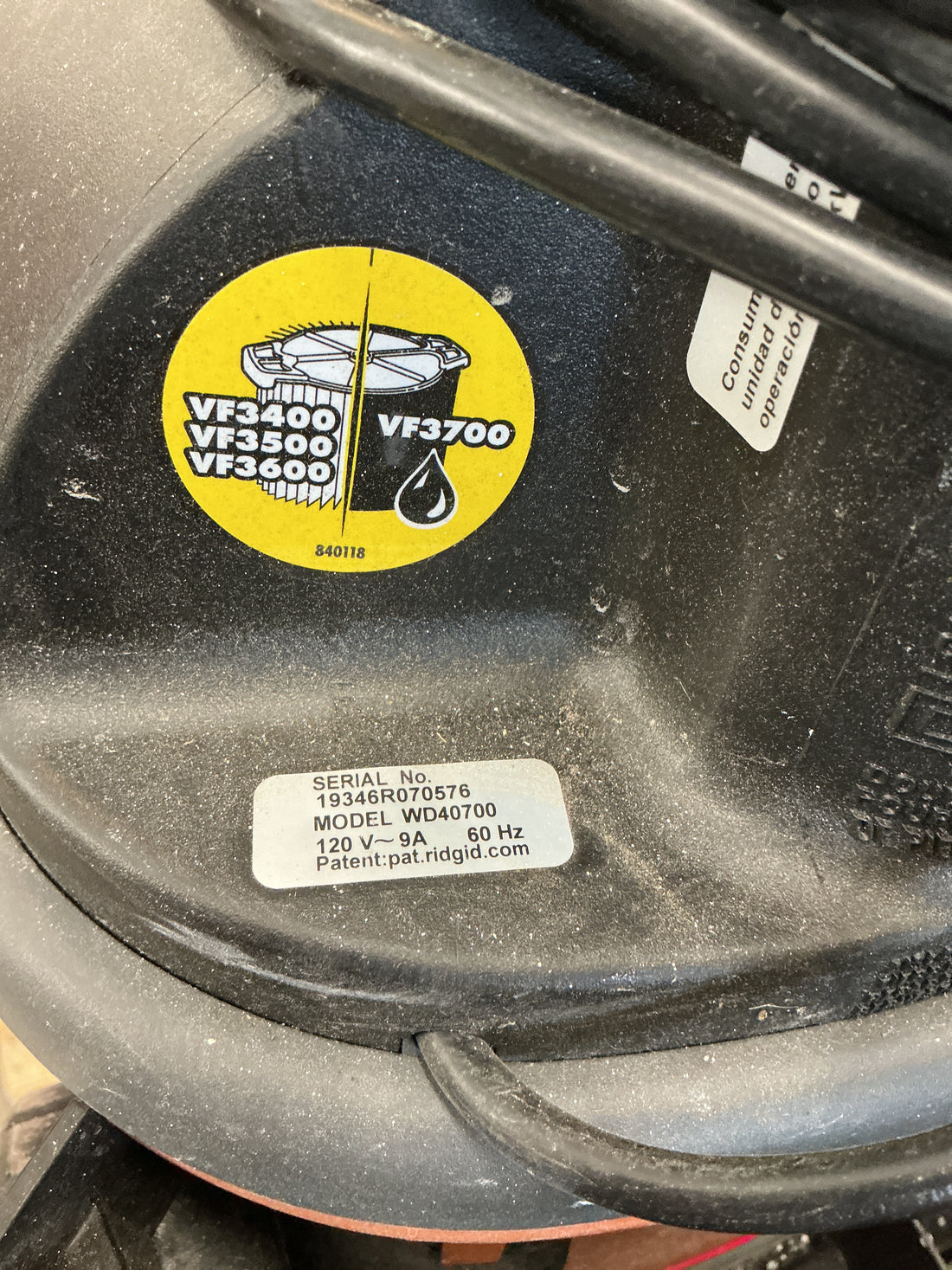 Ridgid 4 gal vac WD4070 USED