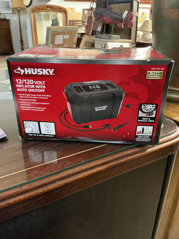 Husky 12/120 volt inflator with auto shutoff