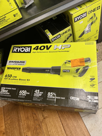 Ryobi 650 CFM 40v brushless blower kit