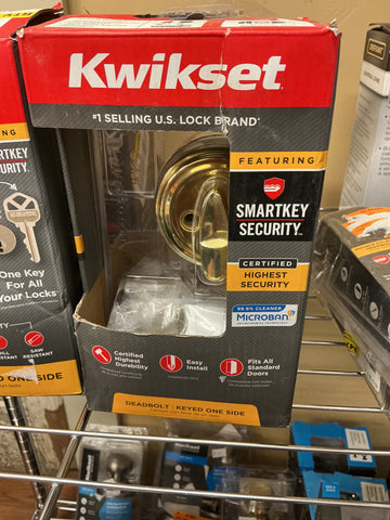 Kwikset Deadbolt keyed one side  Gold