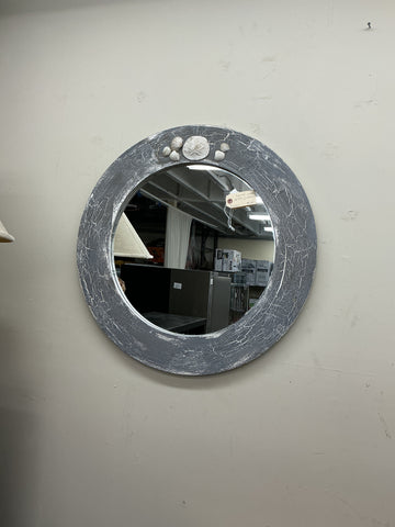 Mirror Round grey with seashells