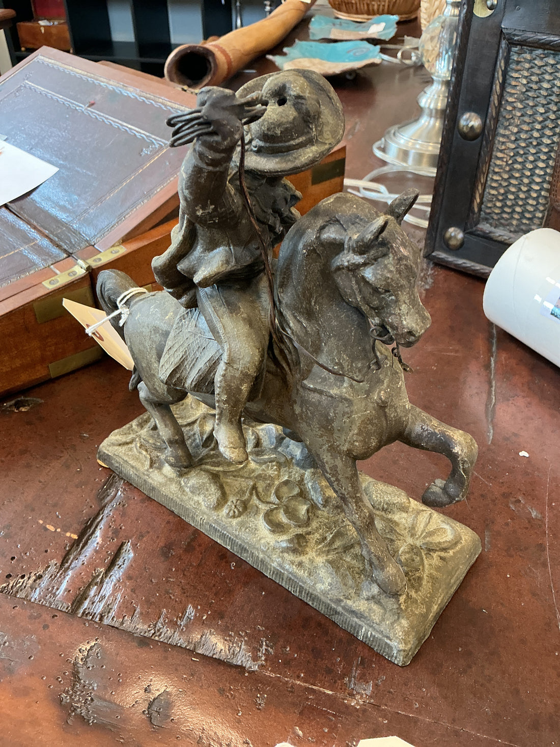 Buffalo Bill Cast Spelter Statue 3.5"W x 10"H