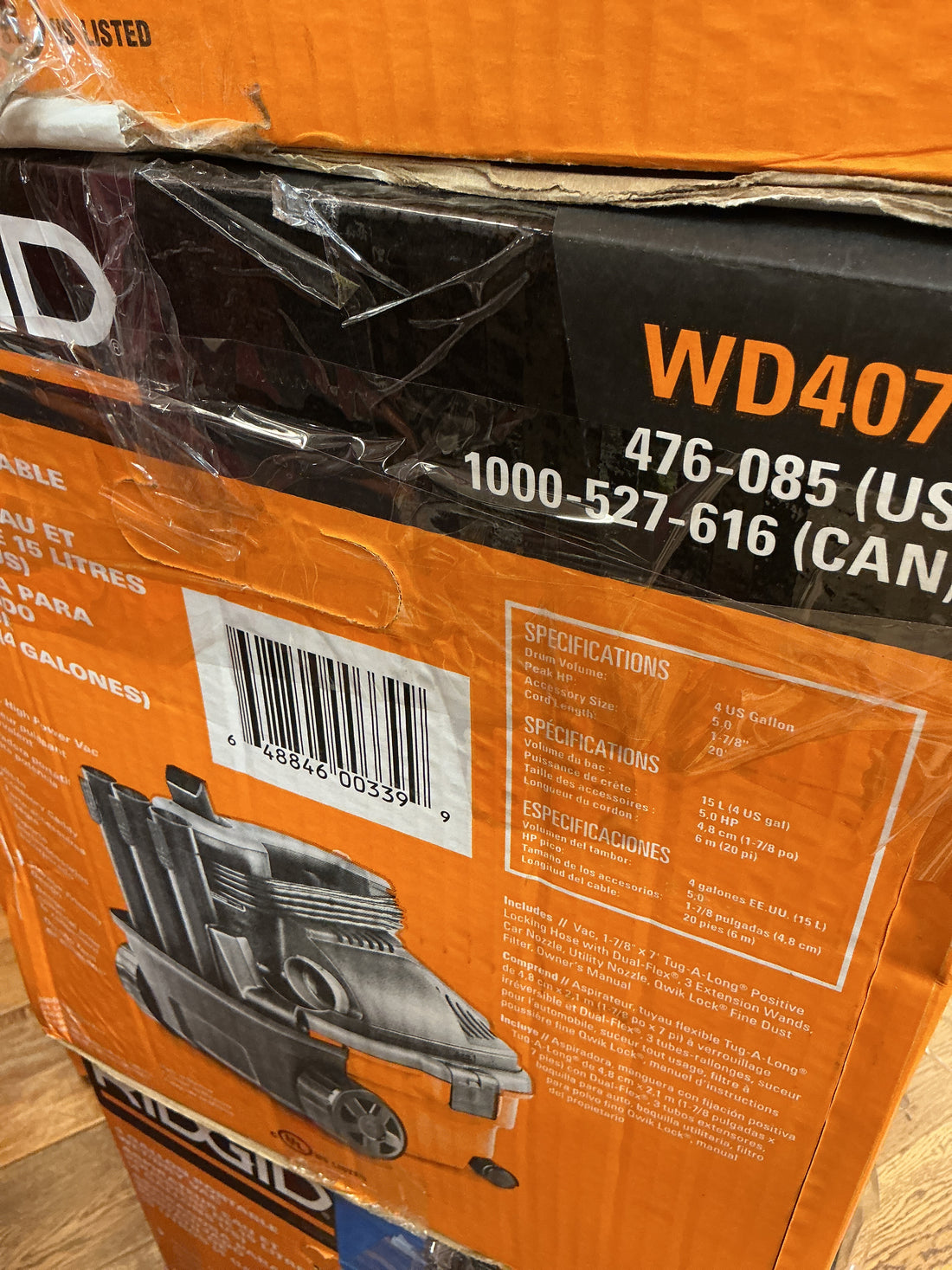 Rigid 4 gal vac WD4070