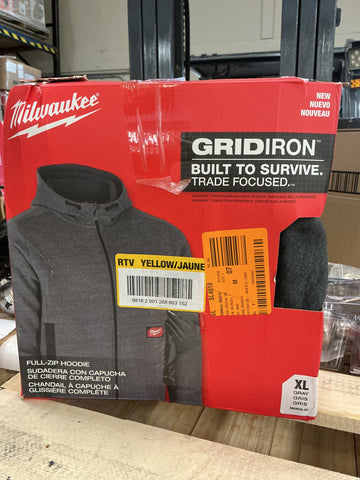 Milwaukee Full Zip Hoodie Gray XL