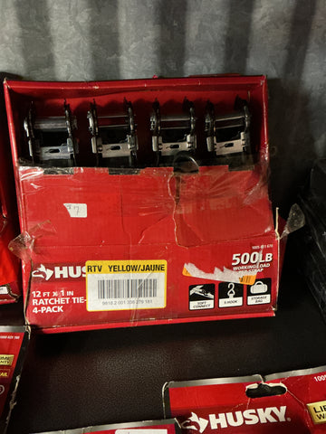 Husky 12 ft 1 inch ratchet tie down 4 pack