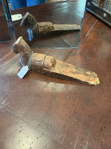 Wood Carved Horse for Doorstop or Norwegian Mangle Board