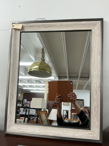 Mirror with Tan Wood Frame Mirror