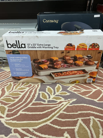 Bella 12" x 22" Extra large Griddle with warming tray