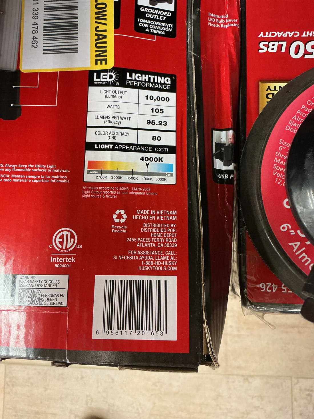 Husky 10,000 lumen area utility LED work light