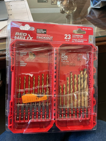 Milwaukee red helix 23 pc titanium drill bit set