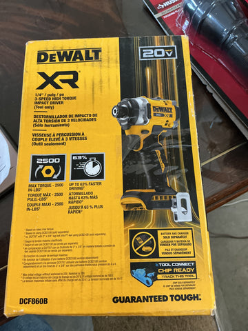 Dewalt 1/4” 3 speed high torque impact driver  DCF860B
