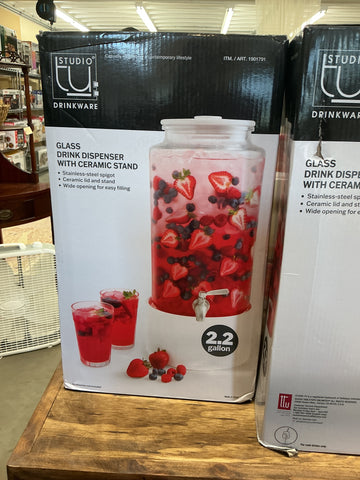 Tu Studio Glass Drink Dispenser with Ceramic Base