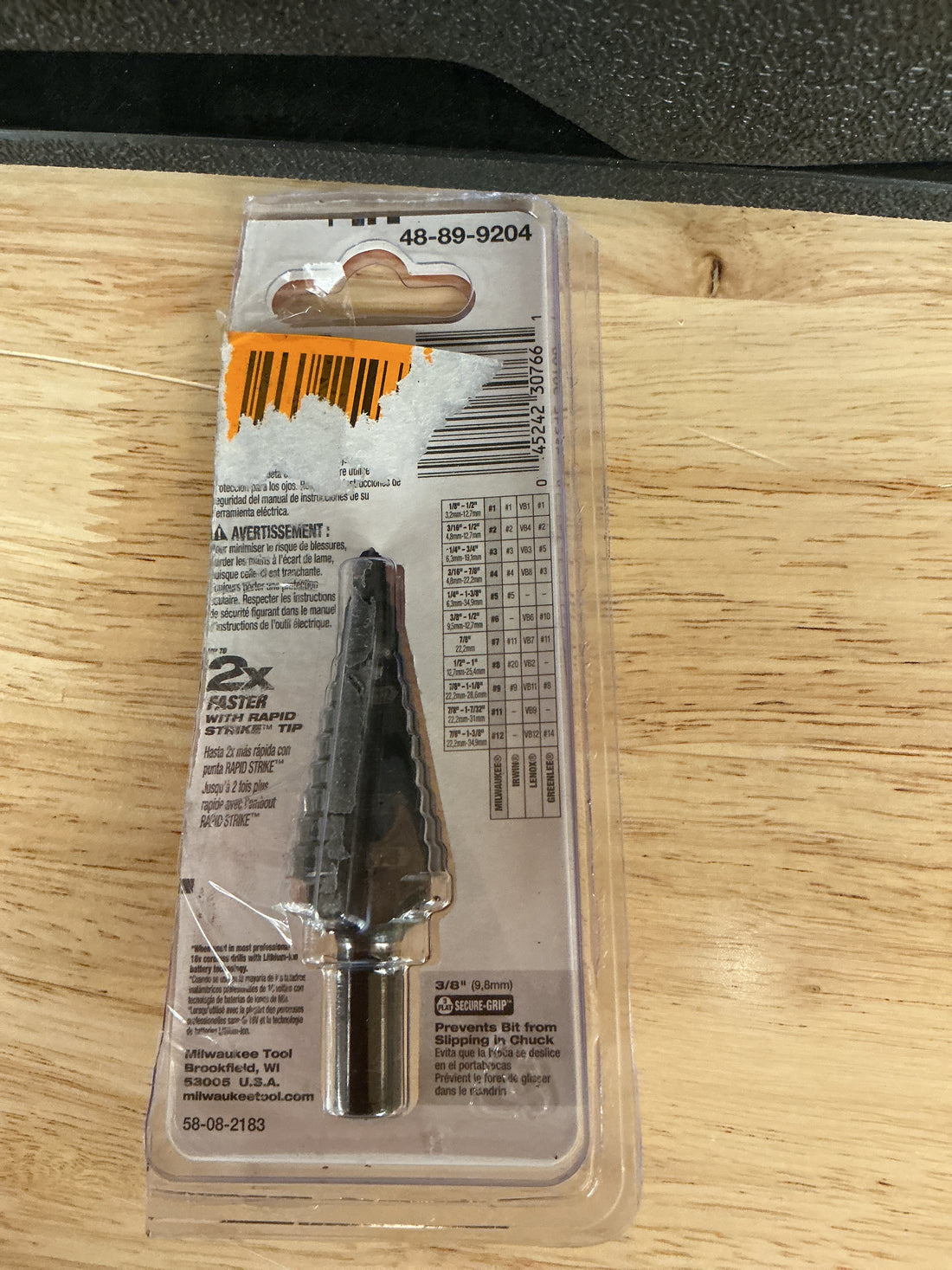 Milwaukee #4 jam free step drill bit