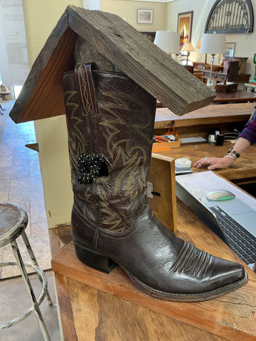 Decor  Decorative birdhouse made from repurposed leather cowboy boot